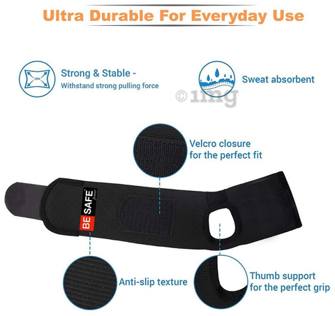 Be Safe Forever Wrist Band/Brace Support Black: Buy box of 1.0 Unit at best  price in India