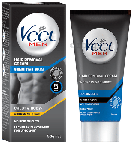 Veet Hair Removal Cream for Men Sensitive Skin: Buy tube of 50 gm Cream at  best price in India | 1mg