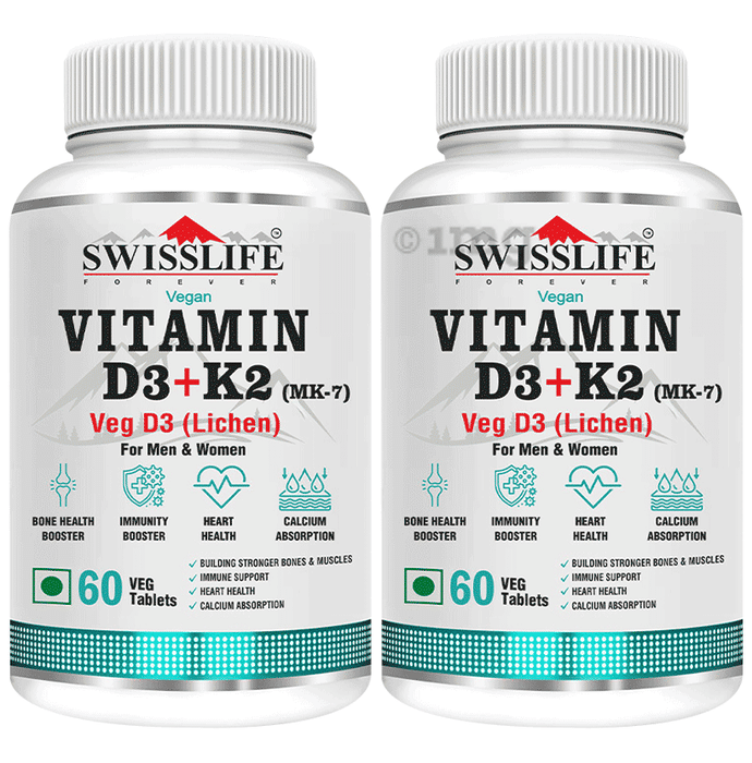 SWISSLIFE FOREVER Vitamin D3 + K2 Veg Tablet (60 Each)
