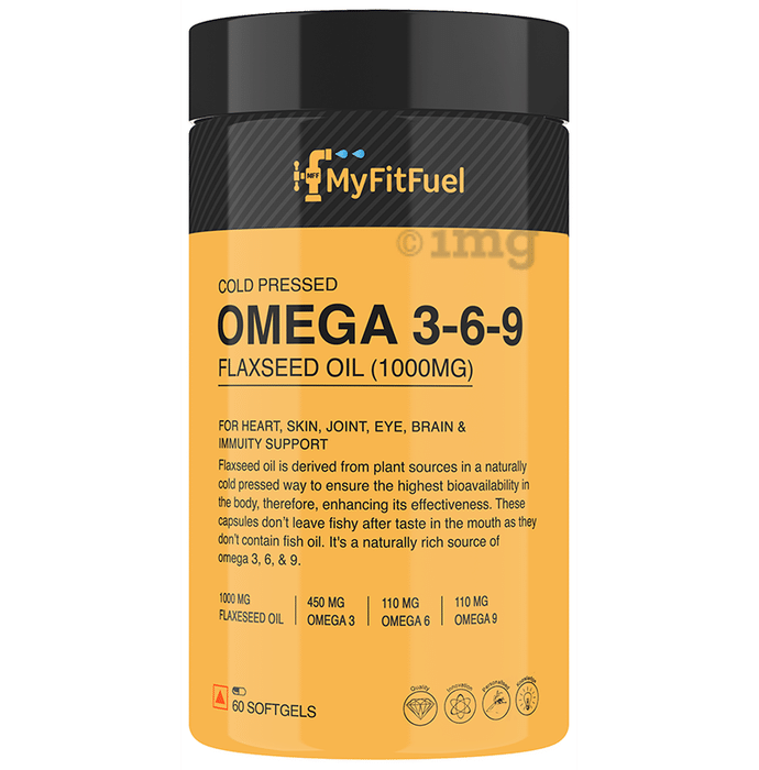 MyFitFuel Cold Pressed Omega 3-6-9 Flaxseed Oil 1000mg Softgels