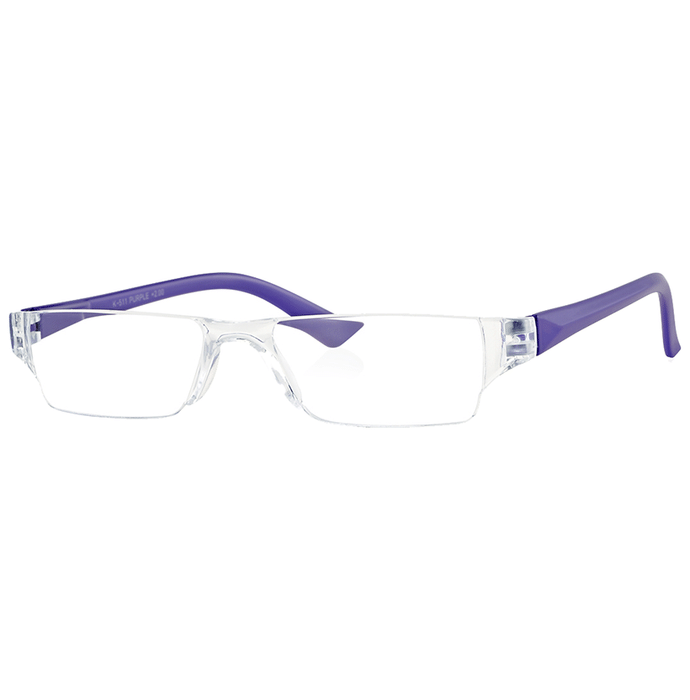 Klar Eye K 511 Rectangle Rimless Reading Glasses for Men and Women Purple Optical Power +1.25