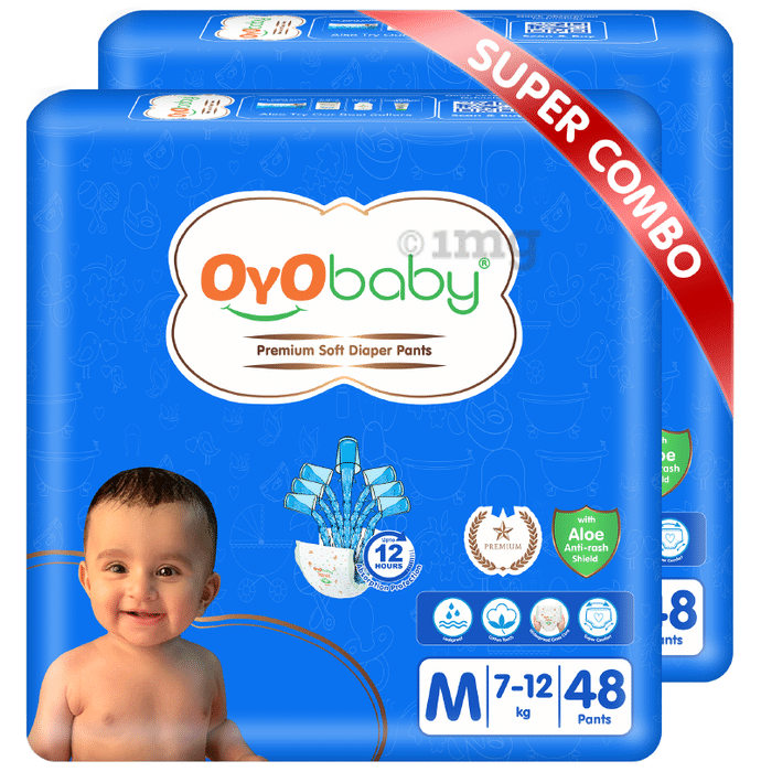 Oyo Baby Premium Soft with Aloe Anti-Rash Shield Diaper Pants (48 Each) Medium Animal Print