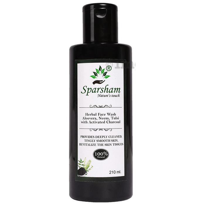 Sparsham Aloevera, Neem, Tulsi with Activated Charcoal Herbal Face Wash (210ml)
