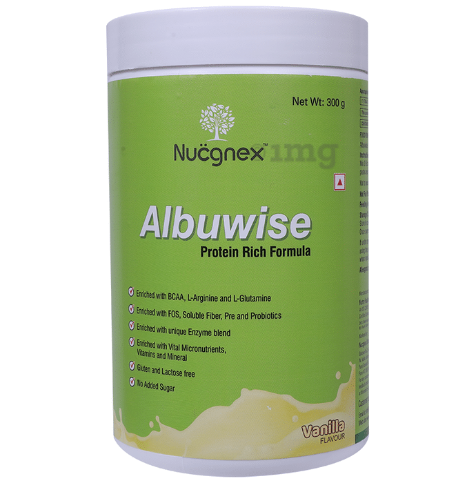 Nucgnex Albuwise Protein Rich with BCAA, L-Arginine & L-Glutamine | Flavour Powder Vanilla