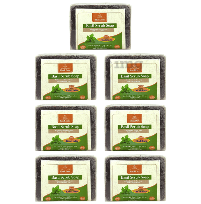 Khadi Pure Basil Scrub Soap (125gm Each)
