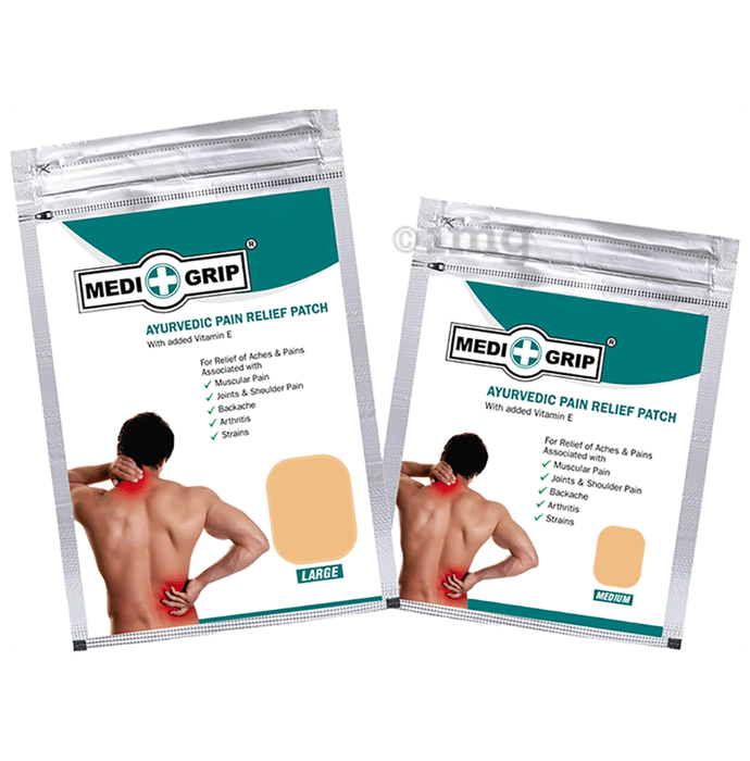Medigrip Combo Pack of Ayurvedic Pain Relief Patch 5 Large & 10 Medium Brown