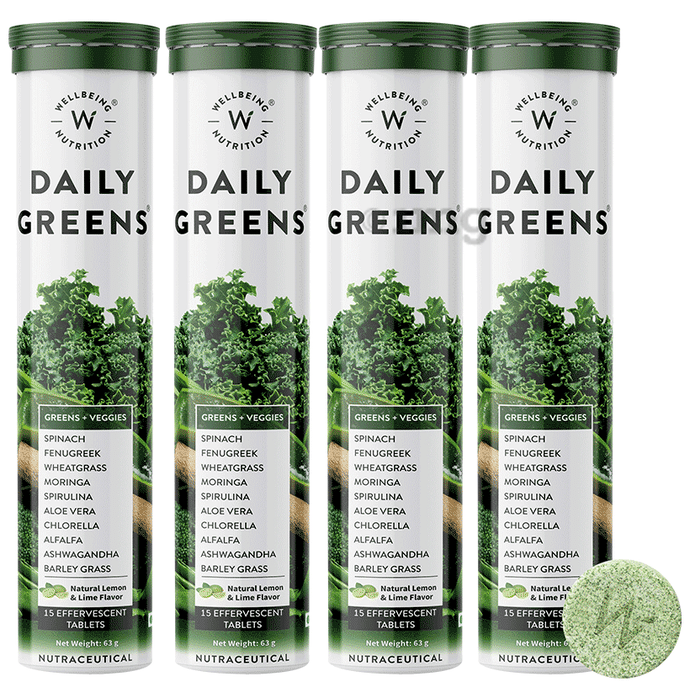 Wellbeing Nutrition Daily Greens Effervescent Tablet for Weight Management, Bone, Digestion, Skin & Immunity