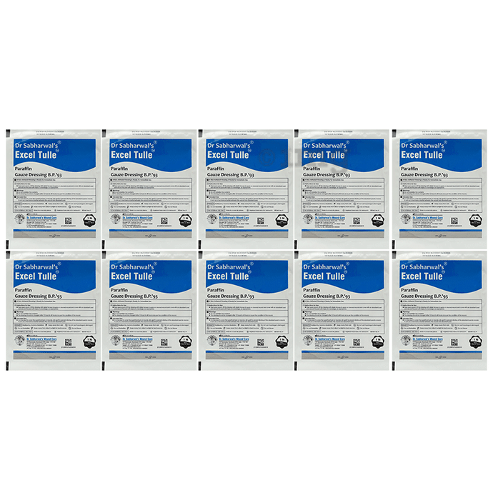 Dr. Sabharwal's Excel Tulle Paraffin Gauze Dressing B.P'93 10cm x 10cm
