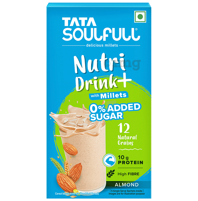 Tata Soulfull With Millets, Almond Flavour, NO Added Refined Sugar, Breakfast Cereal Mix No Added Sugar