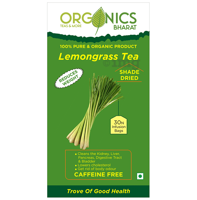 Organics Bharat Lemongrass Caffeine Free Tea Bag (1.2 gm Each)