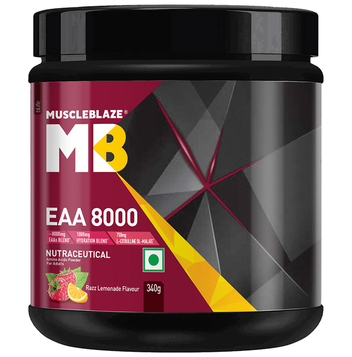 MuscleBlaze EAAs 8000 | With L-Citrulline | For Muscle Synthesis | Powder Razz Lemonade