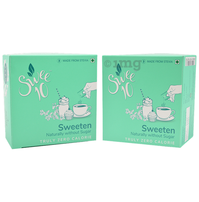 Swee10 Natural Stevia Sweetener Powder | Sugar Free | Zero Calorie Sugar Substitute  60 Sachet (1gm Each)