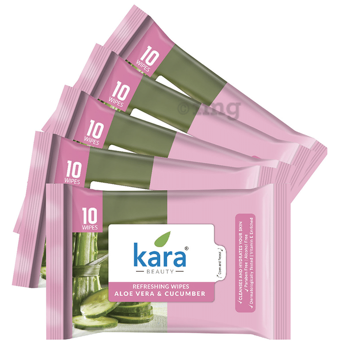Kara Beauty Refreshing Wipes (10 Each) Aloe Vera & Cucumber
