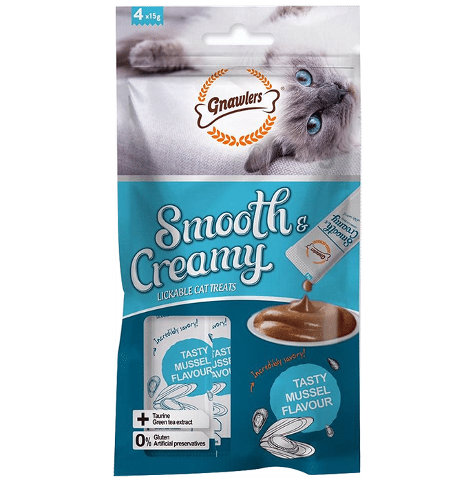 Gnawlers Smooth & Creamy Lickable Cat Treat (4Each) Tasty Mussel
