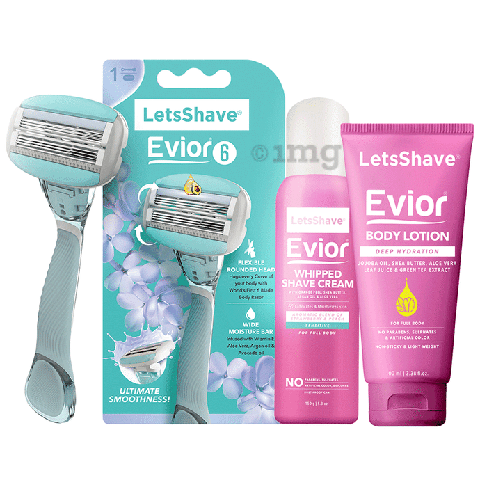 LetsShave Evior 6 Body Hair Removal Complete Care Shaving Kit for Women