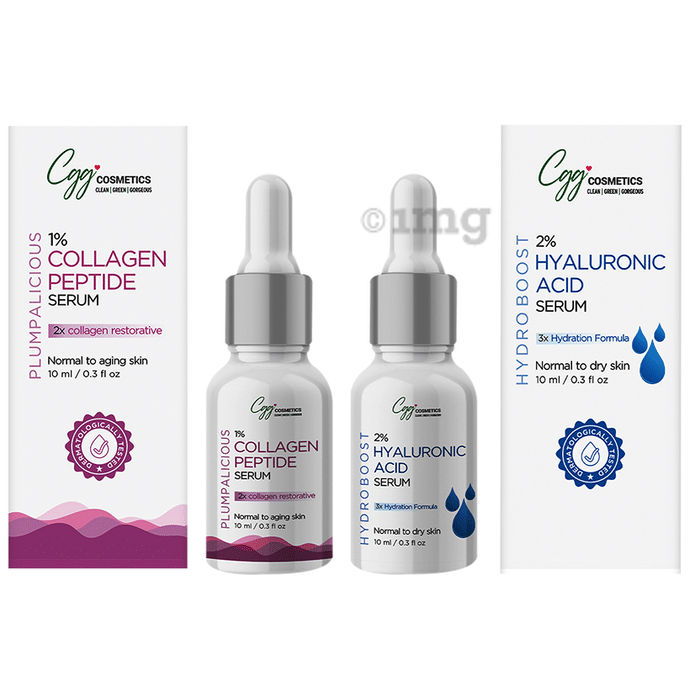 CGG Cosmetics Combo Pack of 1% Collagen Serum & 2% Hyaluronic Acid(10ml Each)