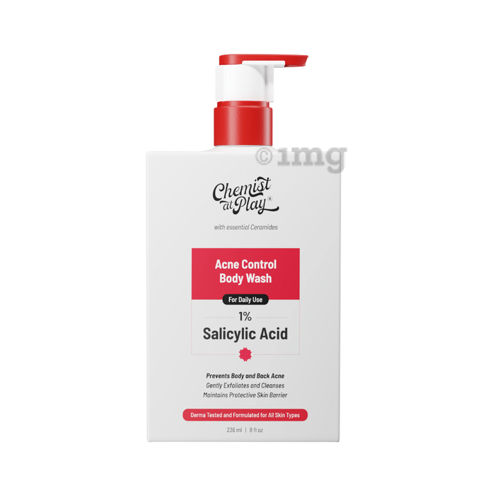Chemist At Play Combo Pack of 1% Salicylic Acid Acne Control Body Wash (236ml) & Oil & Acne Control Face Wash (100ml)