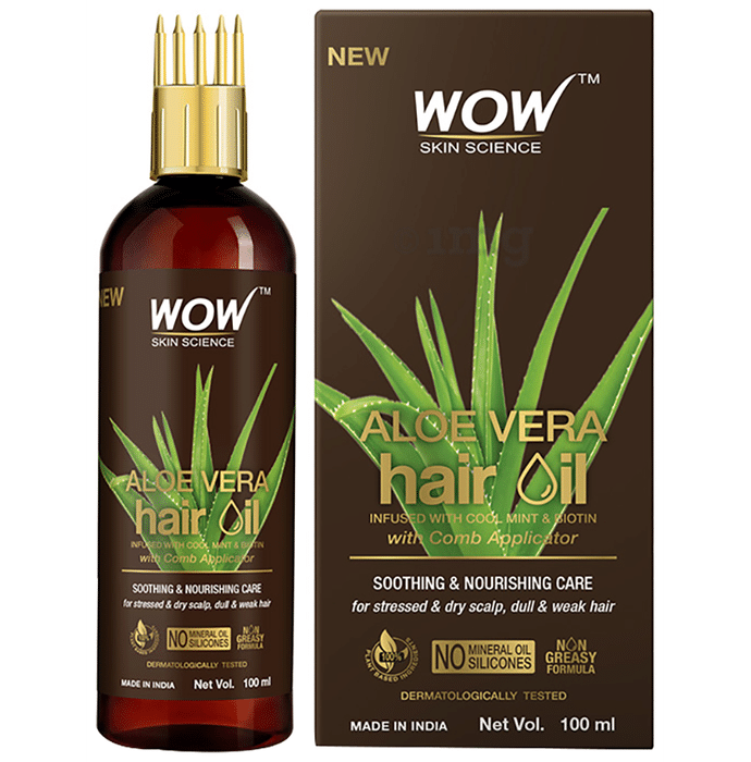 WOW Skin Science Aloe Vera Hair Oil with Comb Applicator
