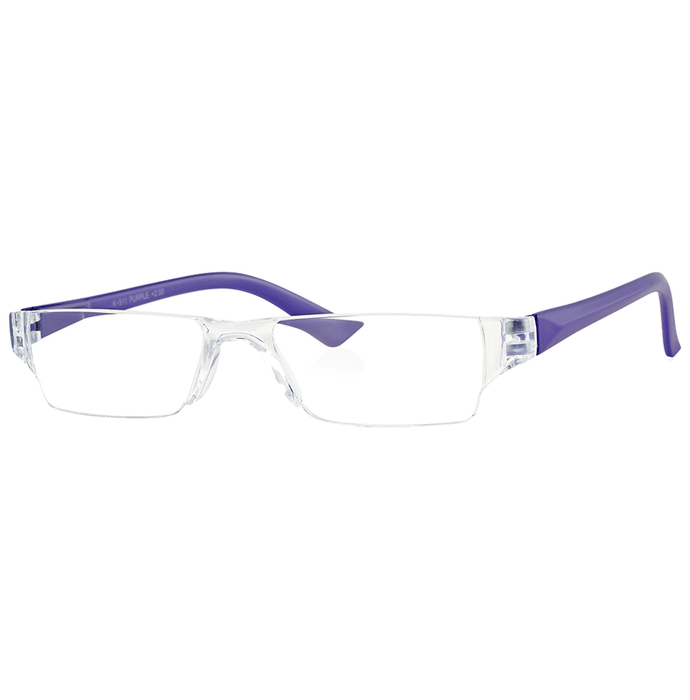 Klar Eye K 511 Rectangle Rimless Reading Glasses for Men and Women Purple Optical Power +1.5