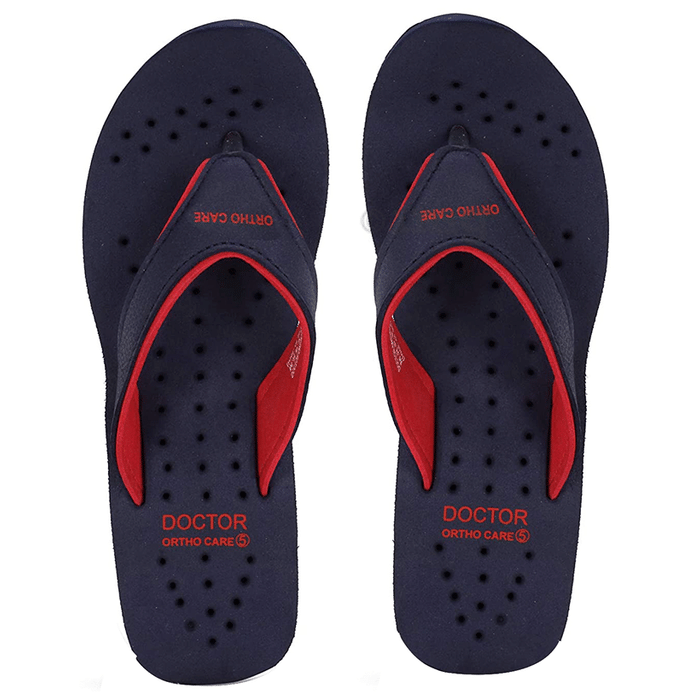 Doctor Extra Soft Ortho Care Orthopaedic Diabetic Pregnancy Comfort Flat Flipflops Slippers For Women Navy-Red 7