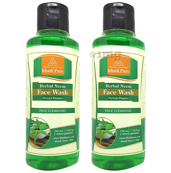 Khadi Pure Herbal Neem Face Wash (210ml Each) Buy combo pack of 2.0