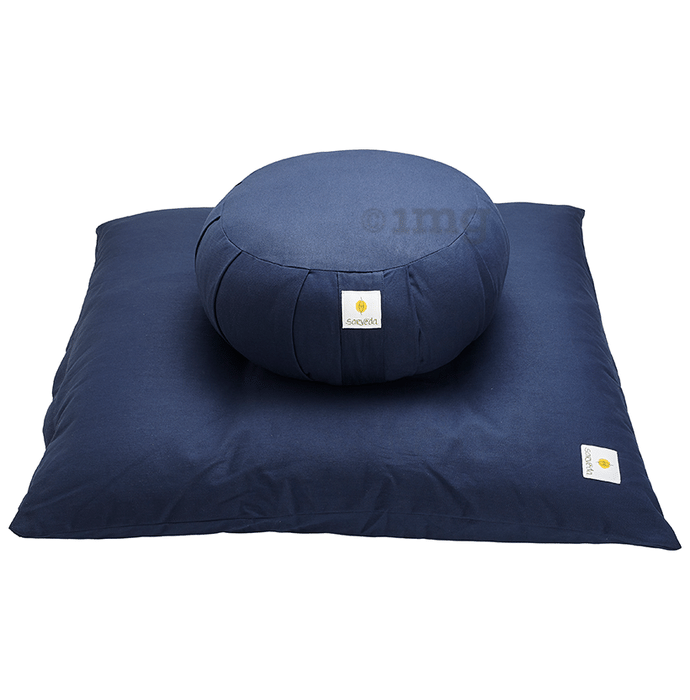 Sarveda Combo Pack of Zafu & Zabuton Meditation Cushion Navy Blue