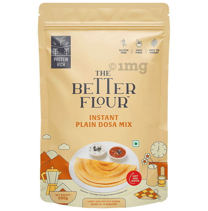 The Better Flour Plain Dosa Mix, Instant Ready To Cook Breakfast Mix for Golden, Crispy & Tasty Dosas