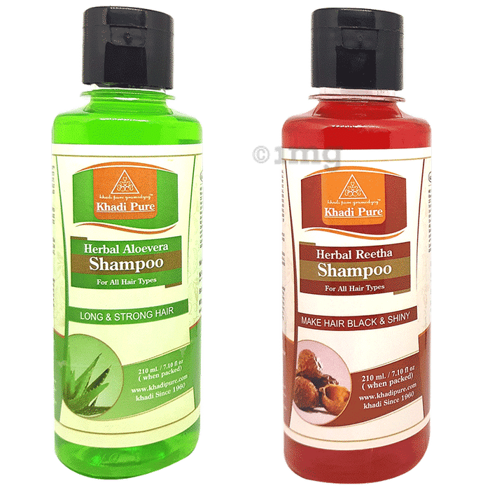 Khadi Pure Combo Pack of Herbal Aloevera Shampoo & Herbal Reetha Shampoo (210ml Each)