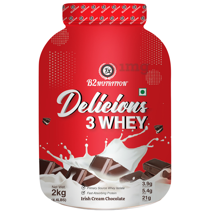 B2 Nutrition Delicious 3 Whey Protein Powder (2kg Each) Irish Cream Chocolate