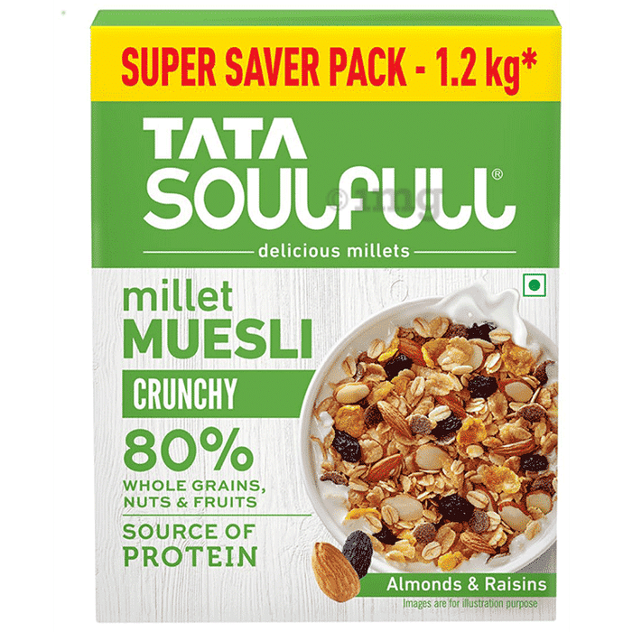 Tata Soulfull Crunchy Millet Muesli, Super Saver Pack, 1.2 kg