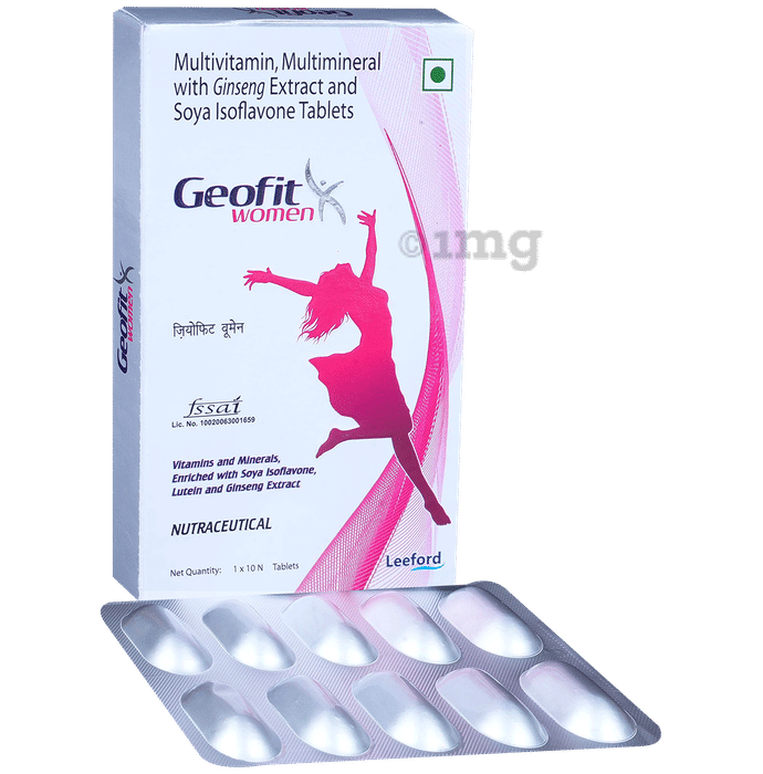 Geofit Women with Multivitamin, Multimineral, Ginseng & Soya Isoflavone | For Energy, Hair & Immunity | Tablet