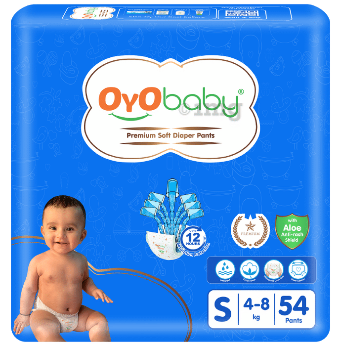 Oyo Baby Premium Soft with Aloe Anti-Rash Shield Diaper Pants (54 Each) Small