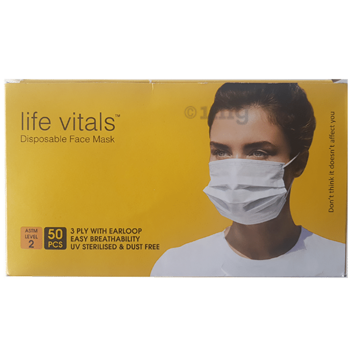 Life Vitals 3 Ply with Earloop Disposable Face Mask Free Size Pink
