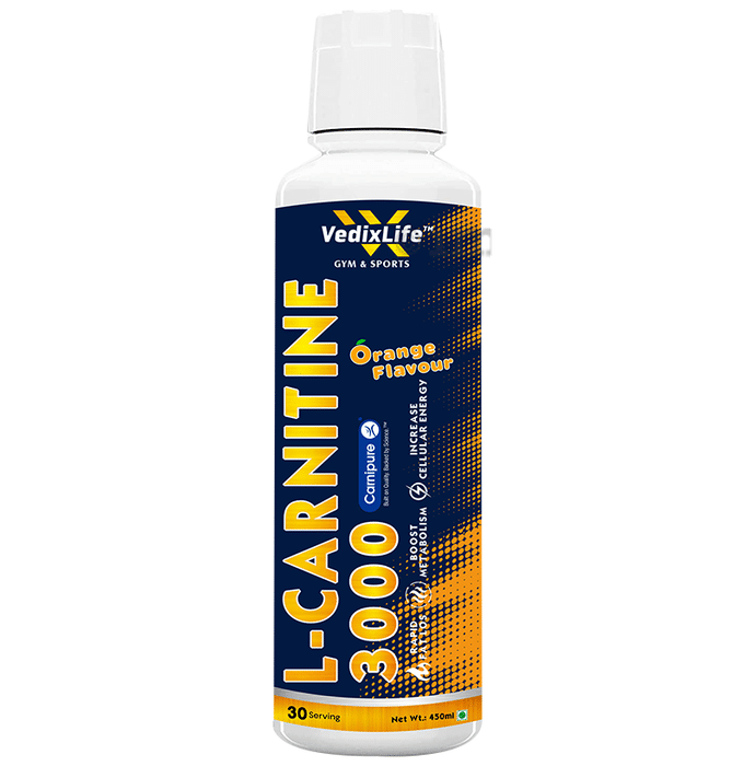 VedixLife L-Carnitine 3000 for Energy, Fat Metabolism & Performance Orange