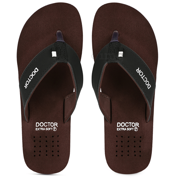 Doctor Extra Soft D24 Orthopaedic | Diabetic | Comfortable | MCR | Flip-Flop for Men Brown 5