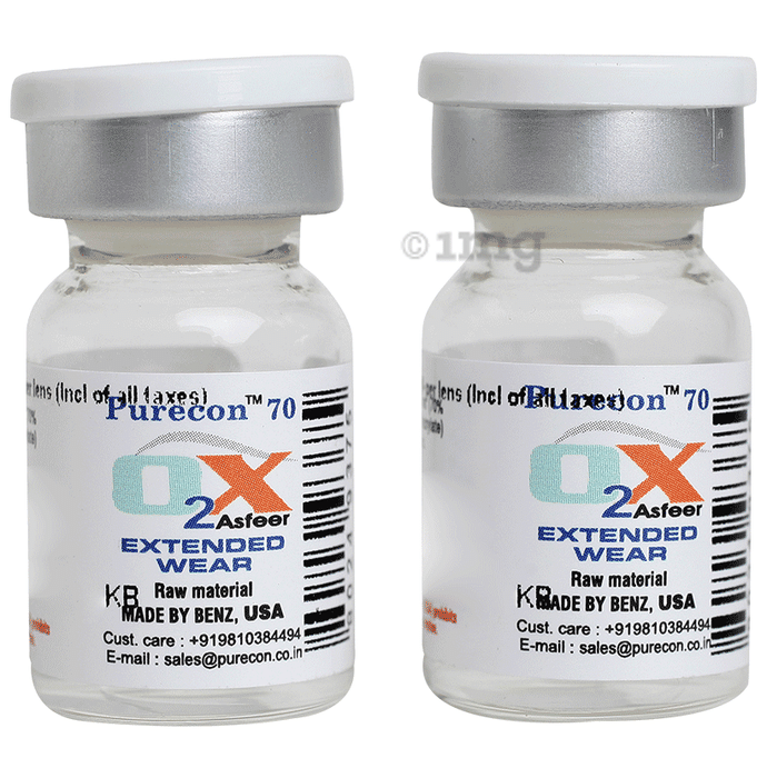 Purecon O2X Asfeer Extended Wear Yearly Disposable Contact Lens Optical Power -4.25 Clear