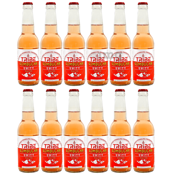Tribe Kombucha Combo Pack of Naturally Sparkling Probiotic Drink Unity Rose & Tulsi (330ml Each)