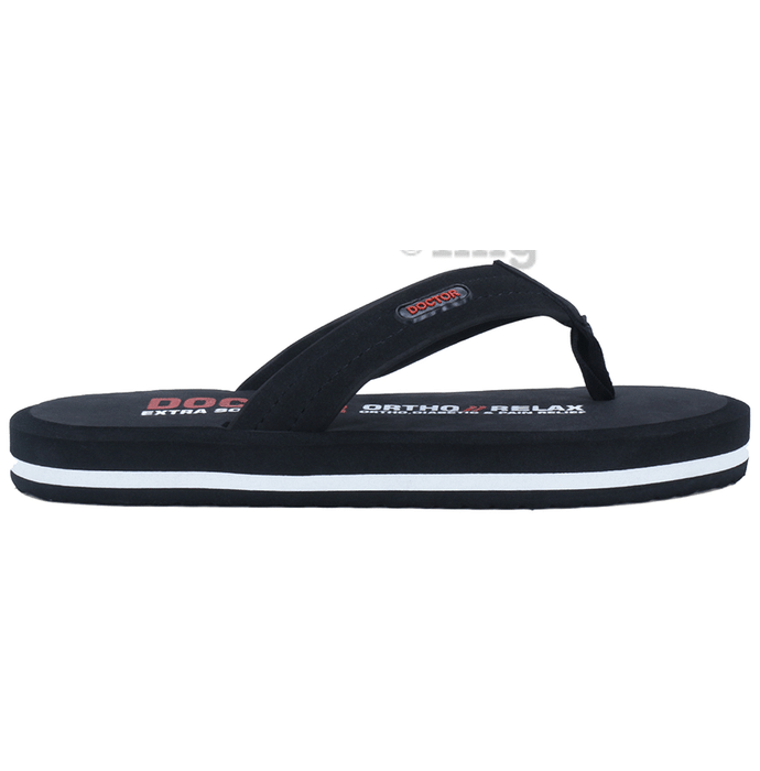 Doctor Extra Soft D32 Skid Resistant || Lightweight || Comfortable Footbed || Memory Foam Bounce Back Technology || Flip-Flop & Sliders for Men Black 13