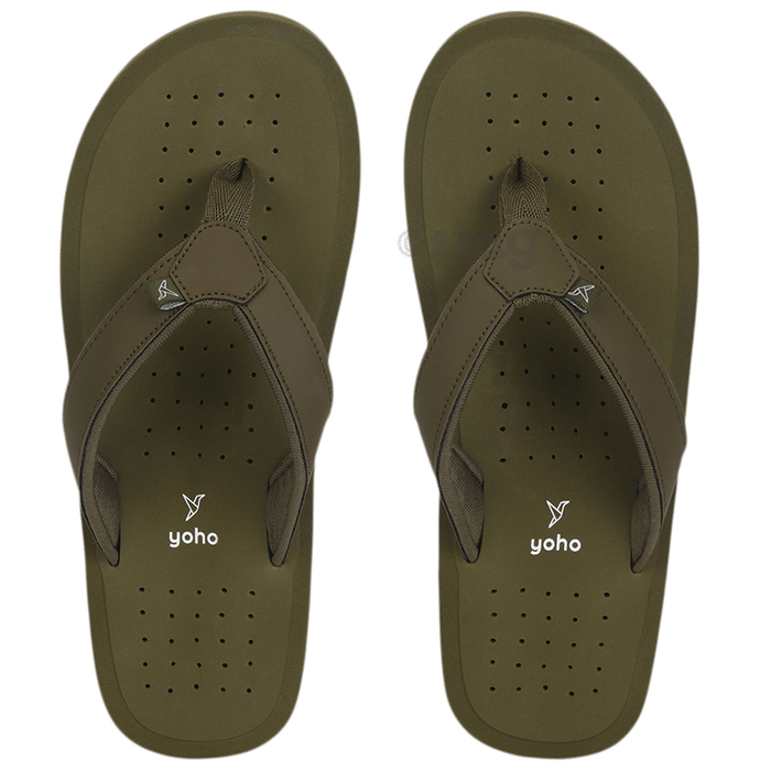 Yoho Ortho Slipper Soft Comfortable and Stylish Flip Flop Slipper for Men Waves Dark Green Size 7