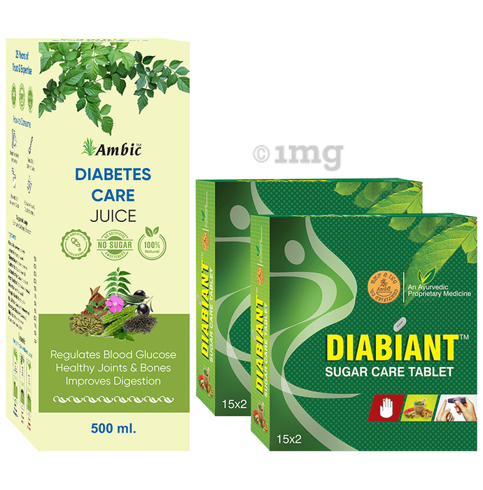 Ambic Diabetes Care Juice 500ml and Diabiant Sugar Care Tablet 30