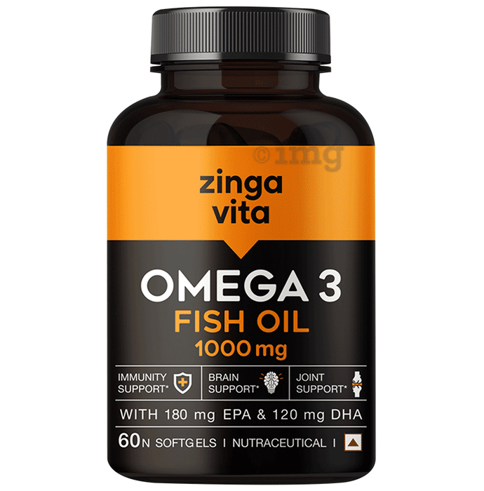 Zingavita Omega 3 Fish Oil 1000mg for Brain & Joint Health | Soft Gelatin Capsule