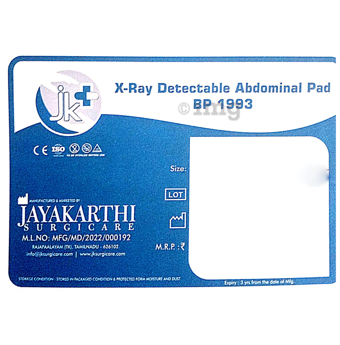 J&K X-Ray Detectable Abdominal Pad 25cm X 25cm X 8 Ply