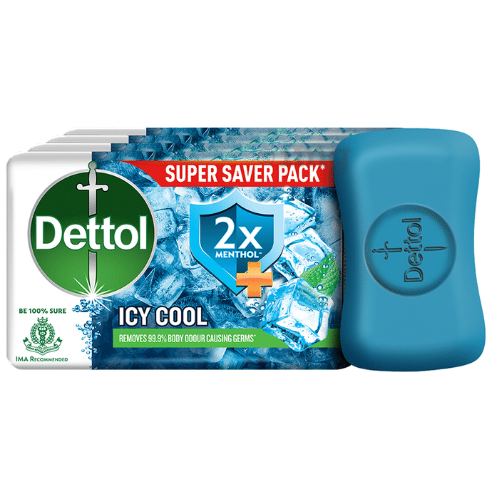 Dettol Icy Cool Bathing Soap Bar with 2X Menthol (125gm Each)