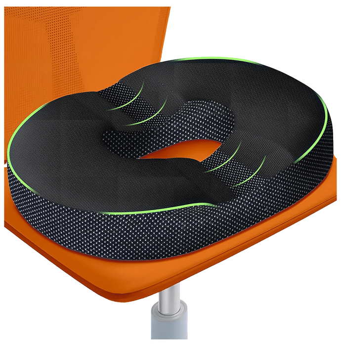 Trajectory Orthopedic Memory Foam Chair Cushions for Sitting for Office Chair & Wheelchair Black
