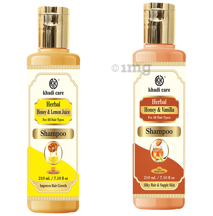 Khadi Care Combo Pack of Honey & Lemon Juice Shampoo & Honey & Vanilla Shampoo (210ml Each)