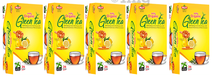 Jolly Organic Green Tea Bag (24 Each) with Refreshing Lemon & Honey with Stevia Leaves