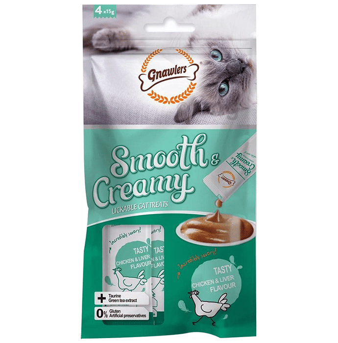 Gnawlers Smooth & Creamy Lickable Cat Treat (4Each) Tasty Chicken & Liver