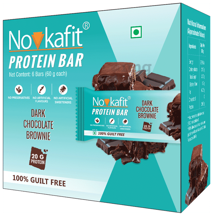 Novkafit Protein Bar (60gm Each) Dark Chocolate Brownie