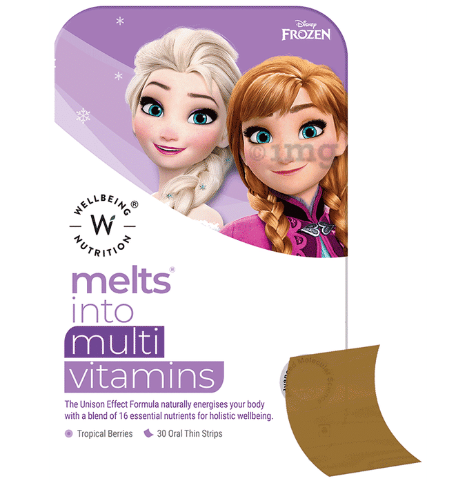 Wellbeing Nutrition Disney Frozen Melts Multi Vitamins | Oral Thin Strip for Brain, Immunity & Growth | Flavour Tropical Berry