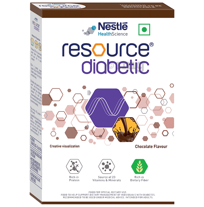 Nestle Resource Diabetic Supplement With Protein, Fibre & Low GI | Flavour Powder Chocolate